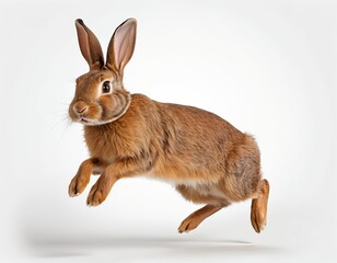 Obraz premium Brown Rabbit in mid-leap