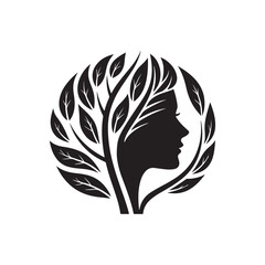 mental health care silhouette vector clip art logo design