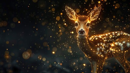 Fototapeta premium A Magical Deer with Golden Sparkles