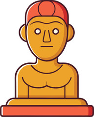 Flat Illustration of Stylized Sculpture Bust, A flat design illustration of a stylized sculpture bust, with vibrant colors and a simplified, modern artistic interpretation.
