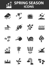 set of spring season icons, flower, garden