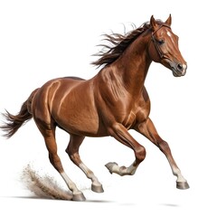 Naklejka premium Chestnut Horse Running Isolated on White Background