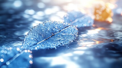 Fototapeta premium Frozen leaf on water