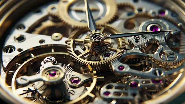 Explore the intricate inner workings of a mechanical watch showcasing gears, springs, and jewels amidst the delicate craftsmanship and precision in design