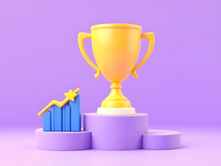 3D trophy icon model Championship game winning concept illustration