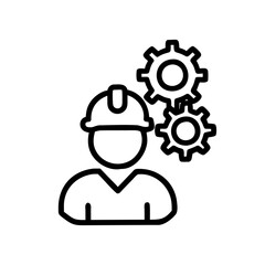 Engineer with Gears Illustrating Mechanical Concepts  