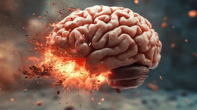 Exploding Brain: A Visual Metaphor of Mental Overload and Stress