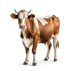 Brown and White Cow Isolated on White Background