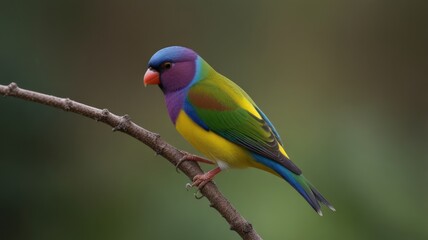 Vibrant bird perched on branch