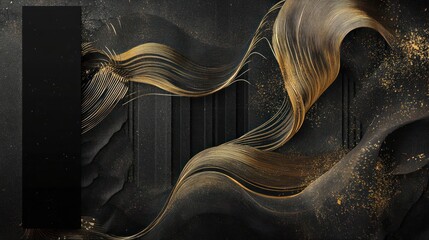 Abstract dark gold textures, elegant background, blank space for text, possible use as a high-end backdrop or template