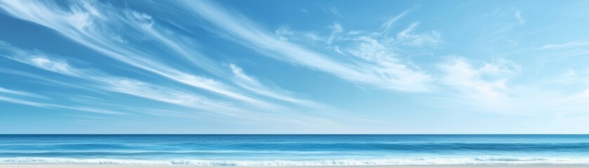 Fototapeta premium Tranquil beach getaway relaxing waves clear blue sky and soft sand beautiful