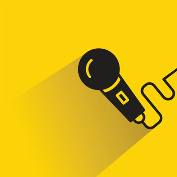 microphone icon with drop shadow on yellow background