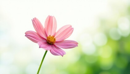 Fototapeta premium Single isolated flower on white background in natural light, greenery, garden, flowers