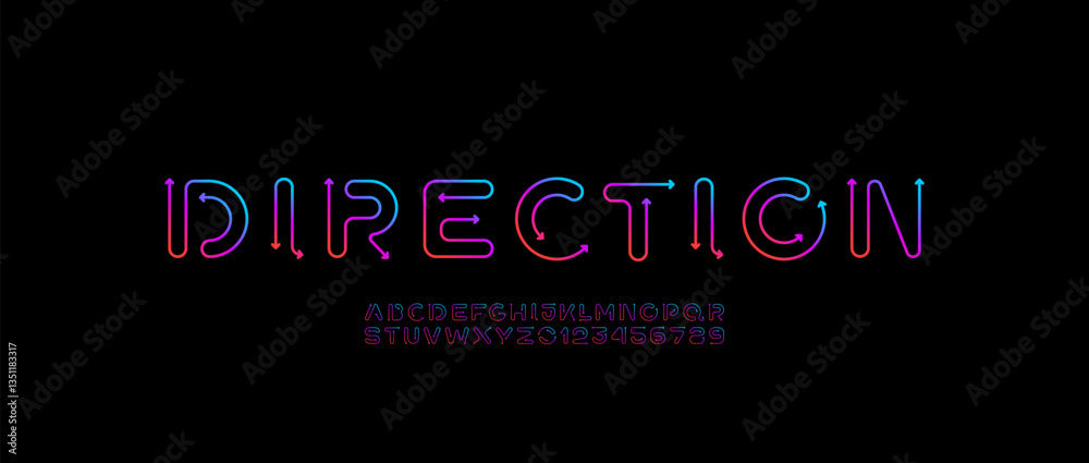 Canvas Prints digital style alphabet, font from arrow