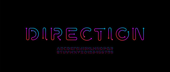 Digital style alphabet, font from arrow