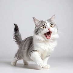 Obraz premium Playful Grey and White Kitten