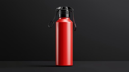 Obraz premium Hydration companion red water bottle with black lid for everyday use