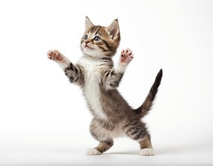Obraz premium Playful Kitten Standing on Hind Legs