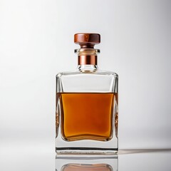 Decanter of Amber Liquid on White Background