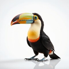 Fototapeta premium Colorful Keel-billed Toucan on White Background