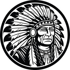 Indian chief minimalist and simple silhouette vector image (7).eps