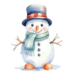 Cute Watercolor Snowman