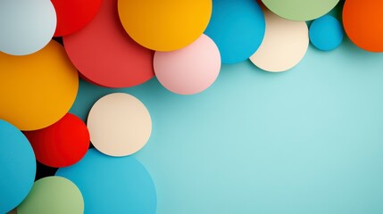 Vibrant Colorful Circles on a Soft Blue Background for Creative Designs