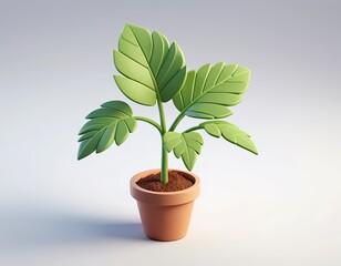 Obraz premium Cartoon Plant in Pot