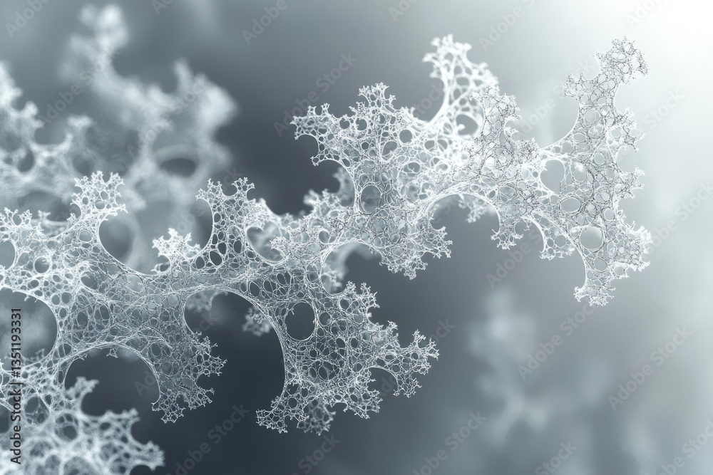 Aufkleber intricate fractal pattern resembling a delicate, icy network of interconnected nodes.