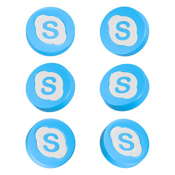 skype icon set logo 3d rendering
