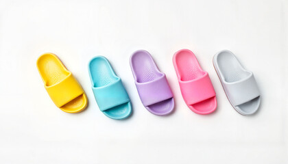 Colorful mini sliders arranged, modern minimalism aesthetic