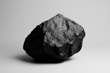 Obraz premium A singular piece of black coal resting on a white surface