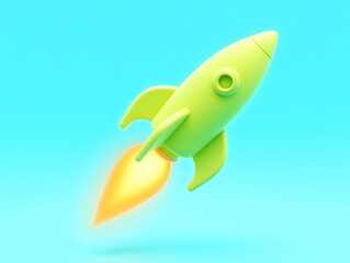 Fototapeta premium 3D accelerating rocket, World Space Day science and technology concept illustration