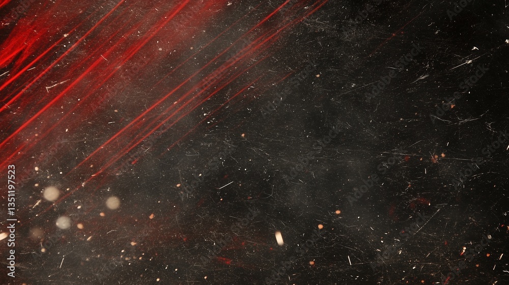 Poster grunge-textured background with dark red and black tones featuring grainy film effect and subtle lig