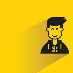 boy character with shadow on yellow background