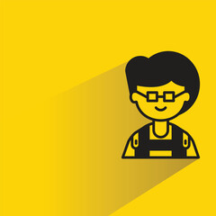 boy character with shadow on yellow background