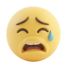 Fototapeta premium Crying face emoji white background graphic design digital art isolated concept