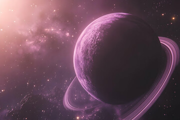 A celestial view of an orbiting planet with radiant atmosphere