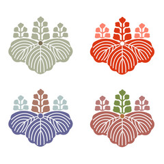 カラー家紋:五七桐　豊臣秀吉（透過可）