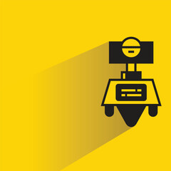 droid robot icon on shadow yellow background