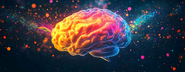 colorful human brain exploding with vibrant colors