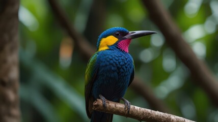 Naklejka premium Colorful bird perched on branch (7)