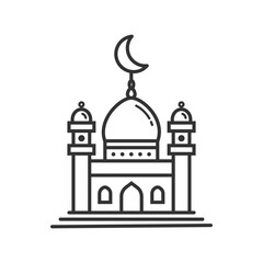 Mosque icon for moslem praying place flat design.