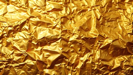 Crumpled golden foil as background
