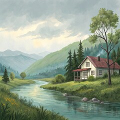 house on the side of river
