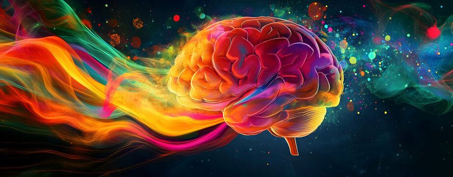  colorful human brain exploding with vibrant colors