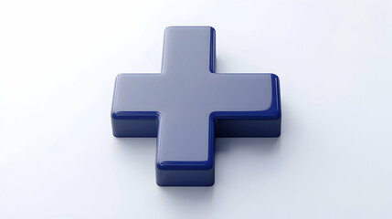 Fototapeta premium 3D blue plus sign on white background; medical, website, app use