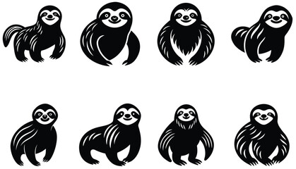 Fototapeta premium Sloth Vector Shilhouette Bundle Set collection