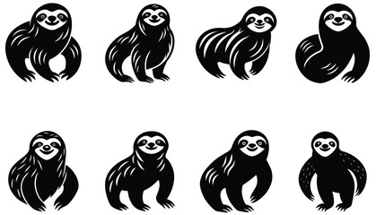 Sloth Vector Shilhouette Bundle Set collection