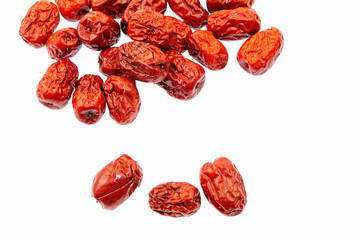 Red on a white background